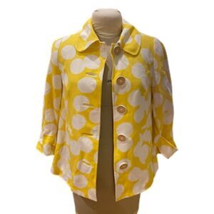 Lilly Pulitzer Linen Blend Jacket Fun Polka Dot Sz 6 Button Front Butter Yellow